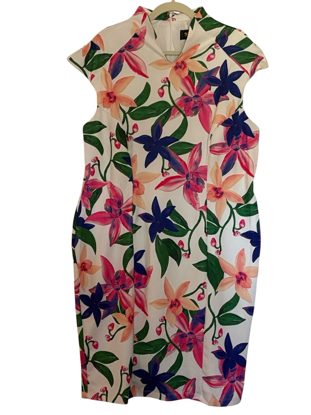 Alexia Admor Katrina military floral sheath dress stand-up collar, XXL